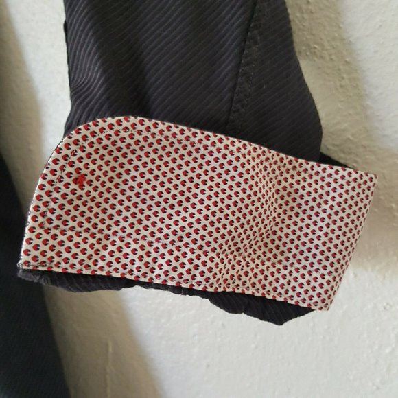 NARACAMICIE Men's XL Button Down Designer Dress Shirt Red White Blue Gray Italy - Picture 5 of 8